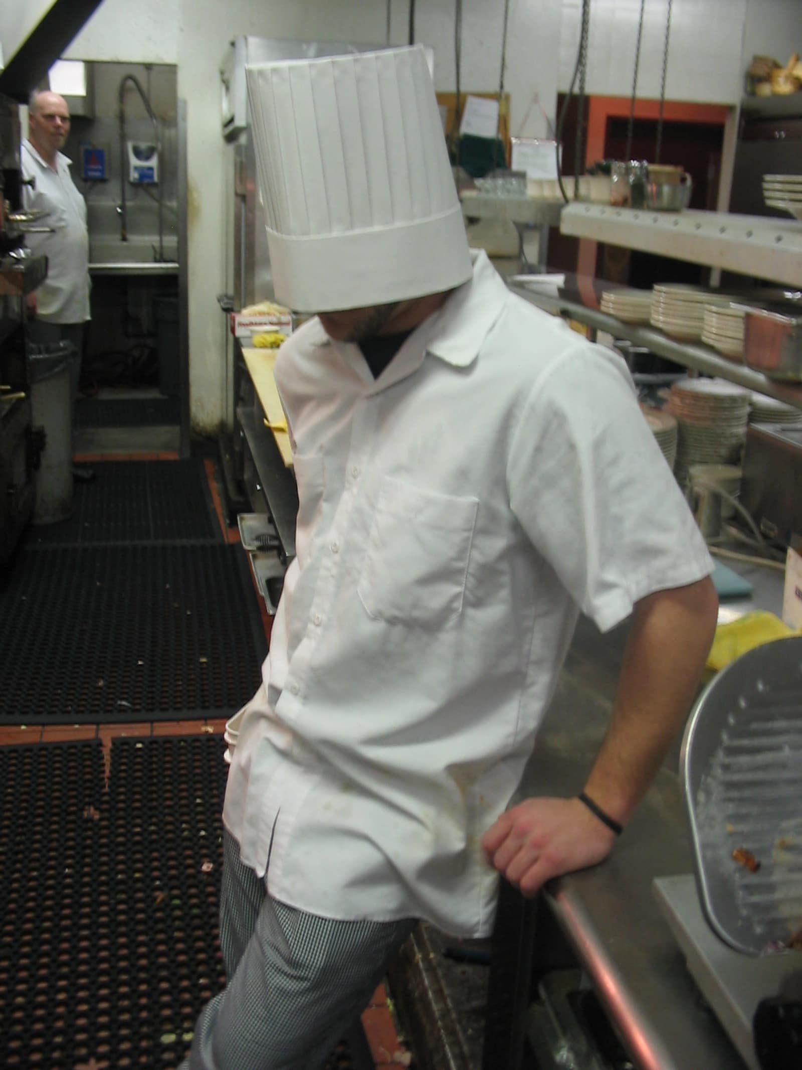 A cook working the line in a commercial kitchen.
